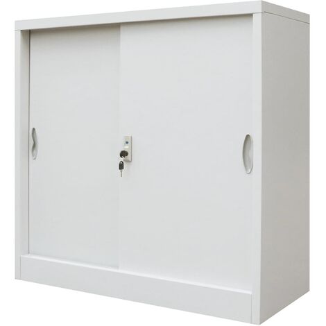 Armario oficina con puertas correderas metal gris 90x40x90 cm vidaXL - Gris