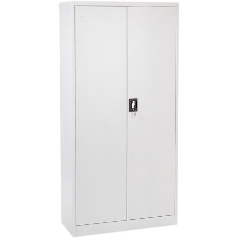 Armario oficina industrial cerradura con llave 2 puertas acero blanco Feldspar