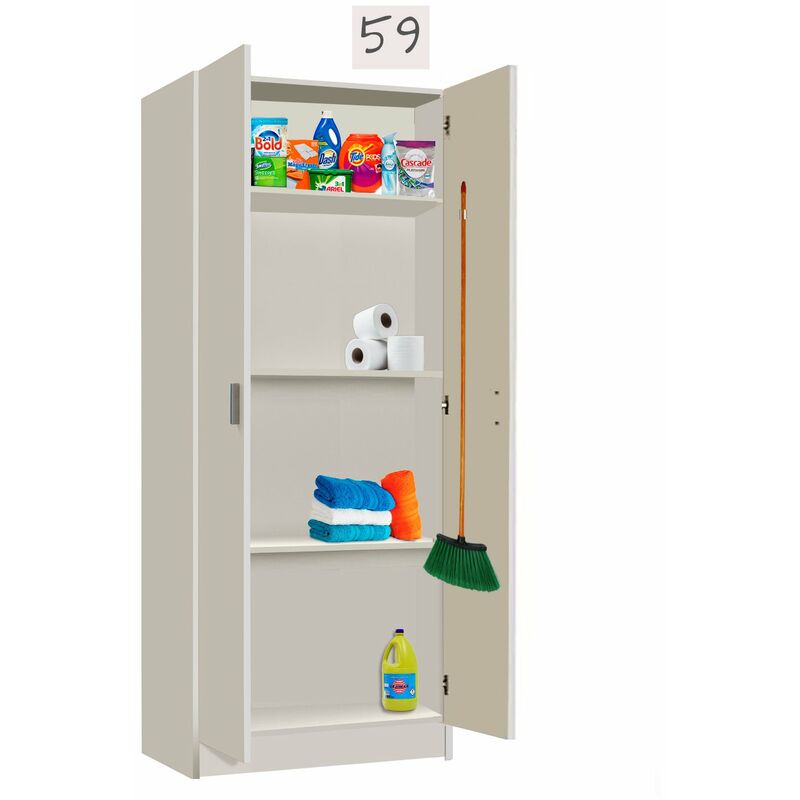 

Armario oficina Multiusos con COLGADORES Blanco, Medidas 59 cm (Largo) x 180 cm (Alto) x 37 cm (Fondo)