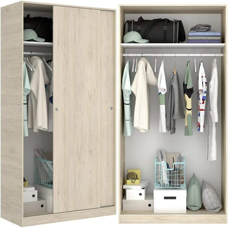 

Armario Organizacion puertas correderas 100 cm de ancho ALTO 204cm Natural