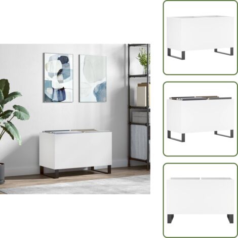Armario para discos - vidaXL Mueble para discos madera contrachapada blanco 74,5x38x48 cm - Mueble industrial