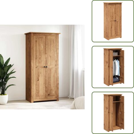 Armario para dormitorio - vidaXL Armario madera maciza pino Panamá Range 80x50x171,5 cm - Armario compacto