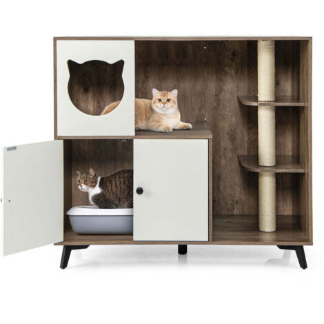 Armario para gatos con arenero 100 x 51 x 91 cm cómodo y espacioso diseño contemporáneo en madera marrón 200011727