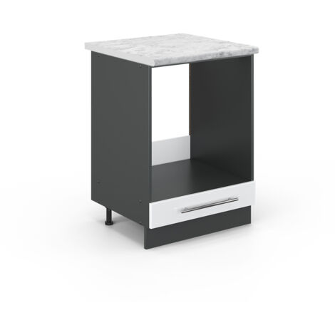 Armario para horno empotrado Fame-Line, Blanco alto brillo, 60 cm , ET Mármol, Vicco