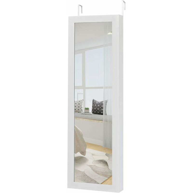 

Armario para Joyas Espejo Joyero Espejo de Joyería de Puerta y Pared Gabinete de Joyería Organizador para Anillos Cadena y Pendientes Blanco