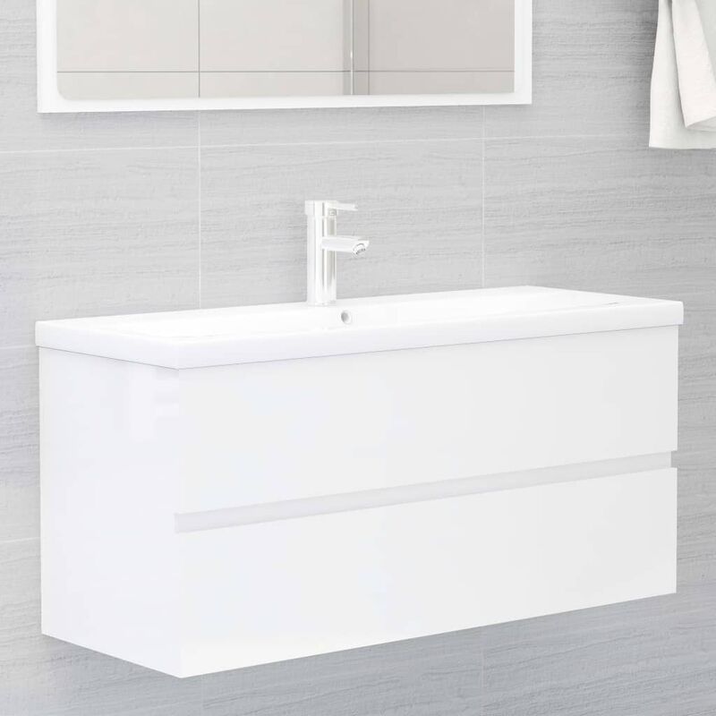 

Armario para lavabo aglomerado blanco brillante 100x38,5x45 cm - Blanco