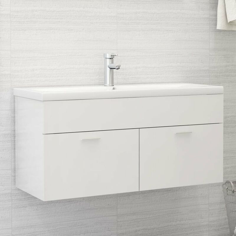 

Armario para lavabo aglomerado blanco brillante 100x38,5x46 cm