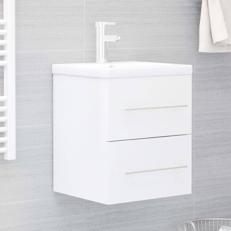 

Armario para lavabo aglomerado blanco brillante 41x38,5x48 cm - Blanco
