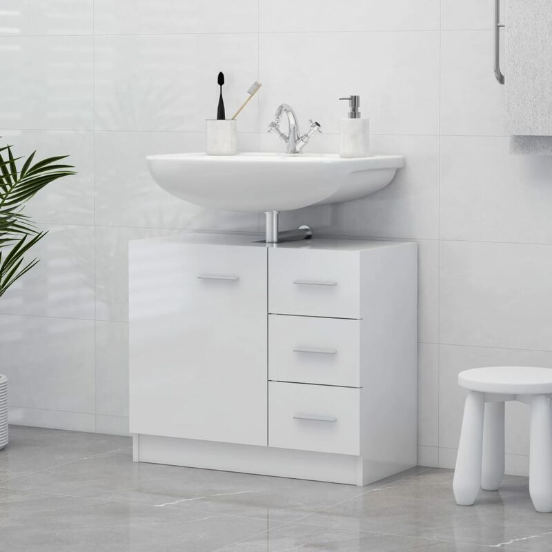 

Youthup - Armario para lavabo aglomerado blanco brillante 63x30x54 cm - Blanco