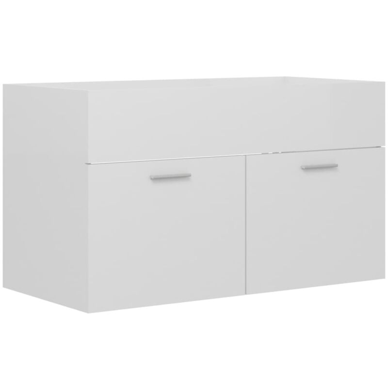 

vidaXL Armario para lavabo aglomerado blanco brillante 80x38,5x46 cm - Blanco