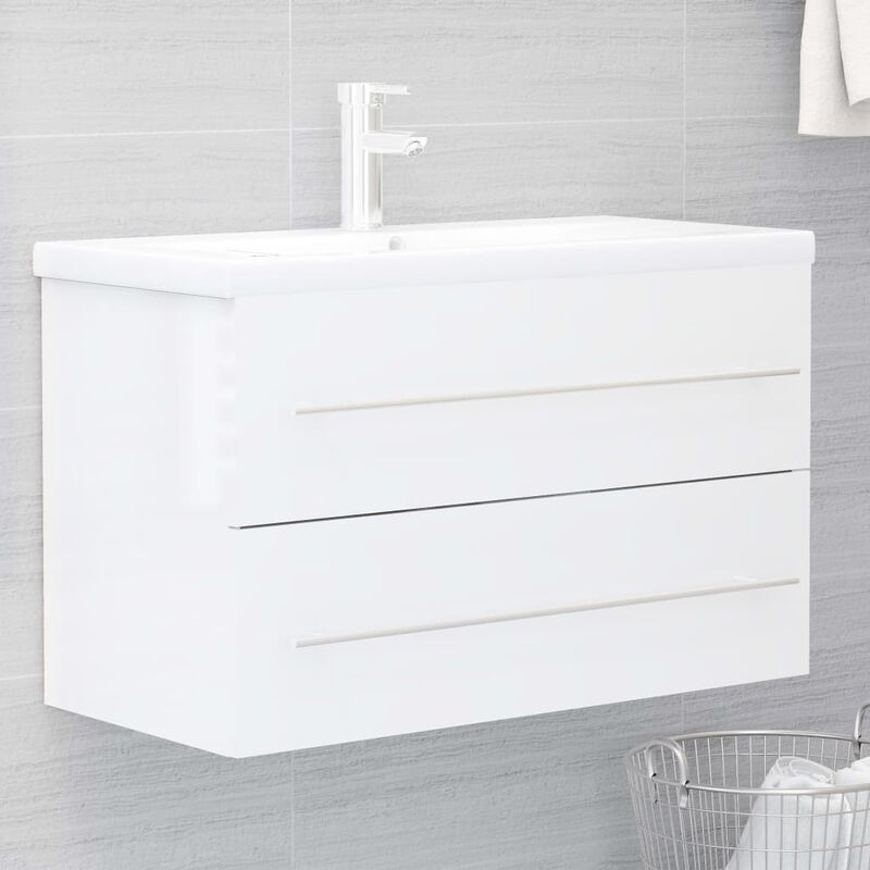 

Armario para lavabo aglomerado blanco brillante 80x38,5x48 cm