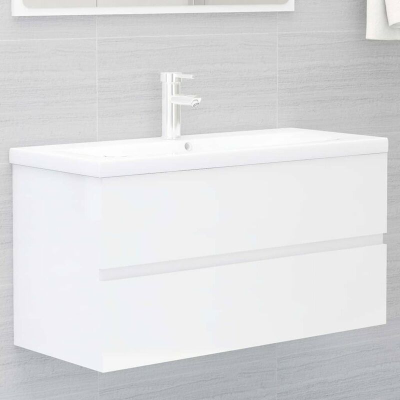 

Armario para lavabo aglomerado blanco brillante 90x38,5x45 cm