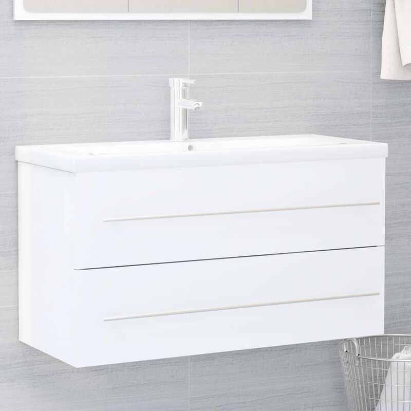 

Armario para lavabo aglomerado blanco brillante 90x38,5x48 cm - Blanco