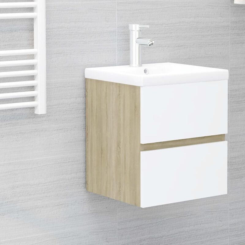 

Armario para lavabo aglomerado blanco roble Sonoma 41x38,5x45cm