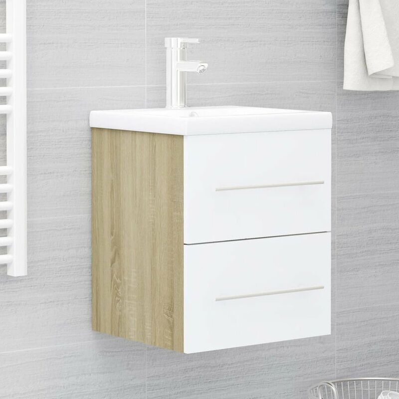 

Armario para lavabo aglomerado blanco roble Sonoma 41x38,5x48cm