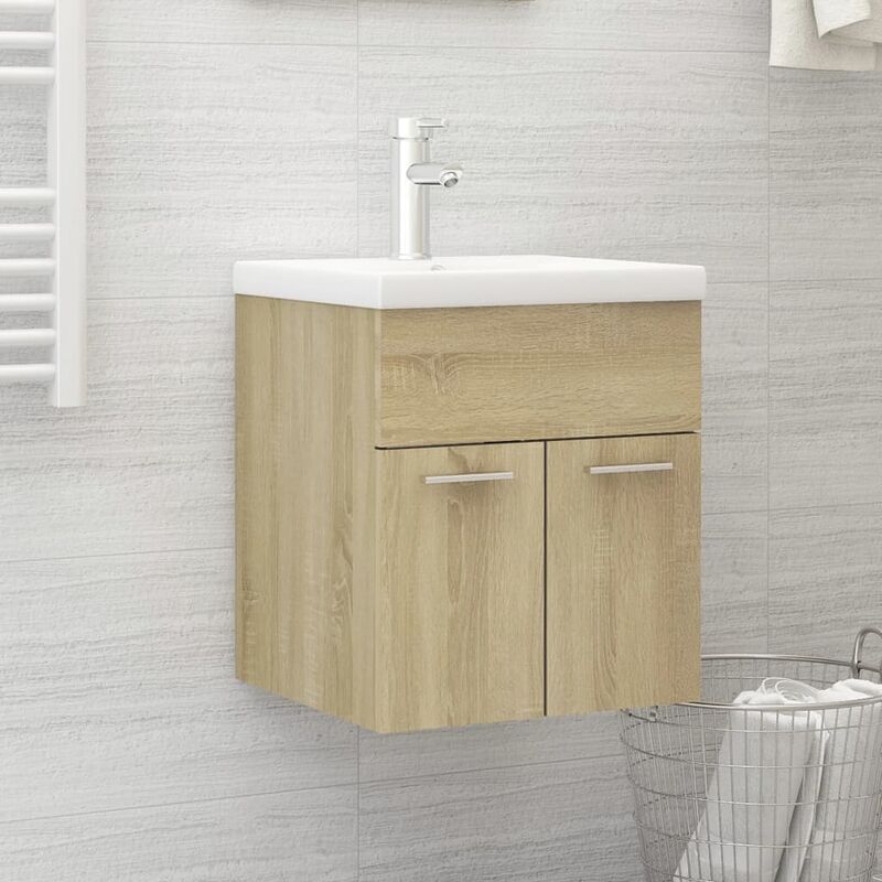 

Armario para lavabo aglomerado color roble Sonoma 41x38,5x46 cm - Marrón