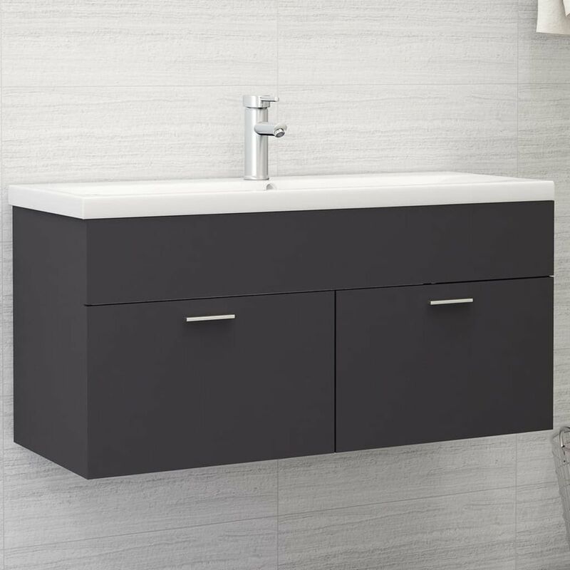 

Armario para lavabo aglomerado gris 100x38,5x46 cm