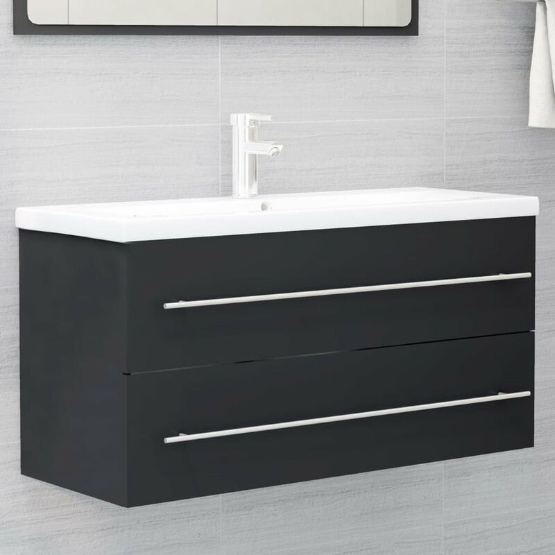 

Armario para lavabo aglomerado gris 100x38,5x48 cm