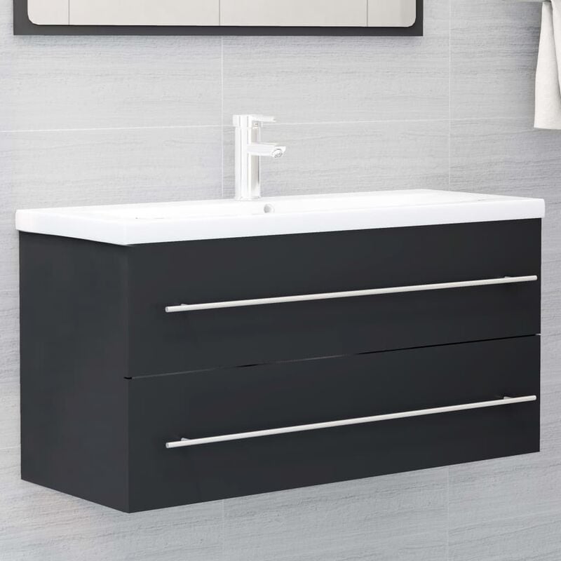 

Armario para lavabo aglomerado gris 100x38,5x48 cm