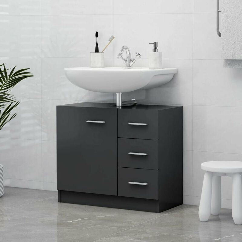 

Armario para lavabo aglomerado gris 63x30x54 cm