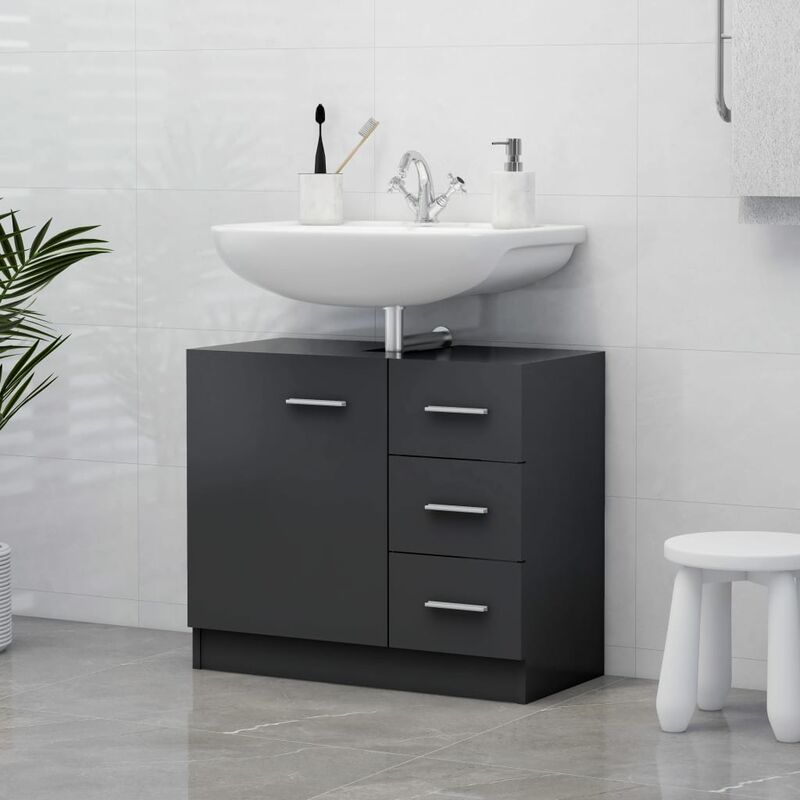 

Armario para lavabo aglomerado gris 63x30x54 cm