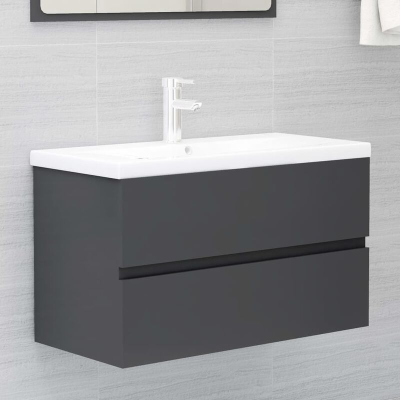 

Armario para lavabo aglomerado gris 80x38,5x45 cm