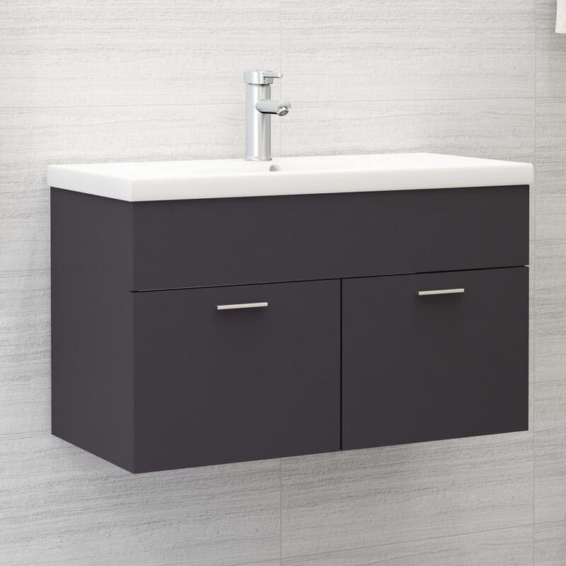 

Armario para lavabo aglomerado gris 80x38,5x46 cm