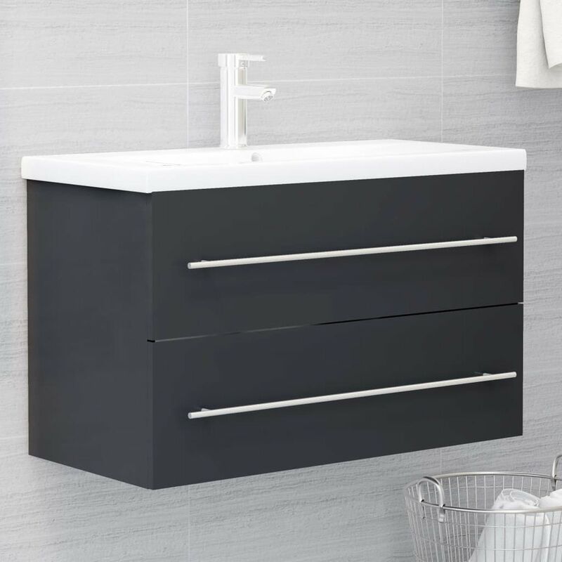 

Armario para lavabo aglomerado gris 80x38,5x48 cm