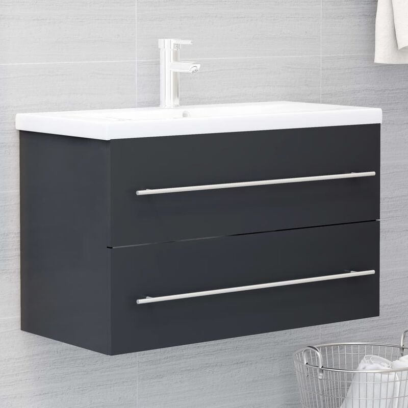 

Armario para lavabo aglomerado gris 80x38,5x48 cm