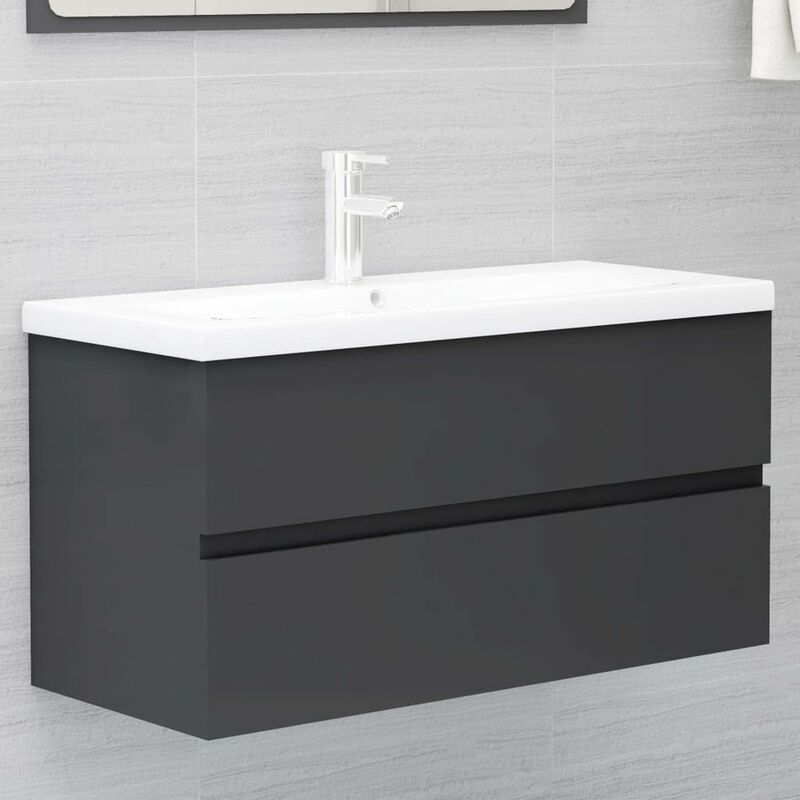 

Armario para lavabo aglomerado gris 90x38,5x45 cm