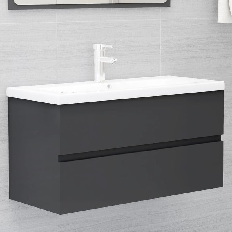 

Youthup - Armario para lavabo aglomerado gris 90x38,5x45 cm - Gris