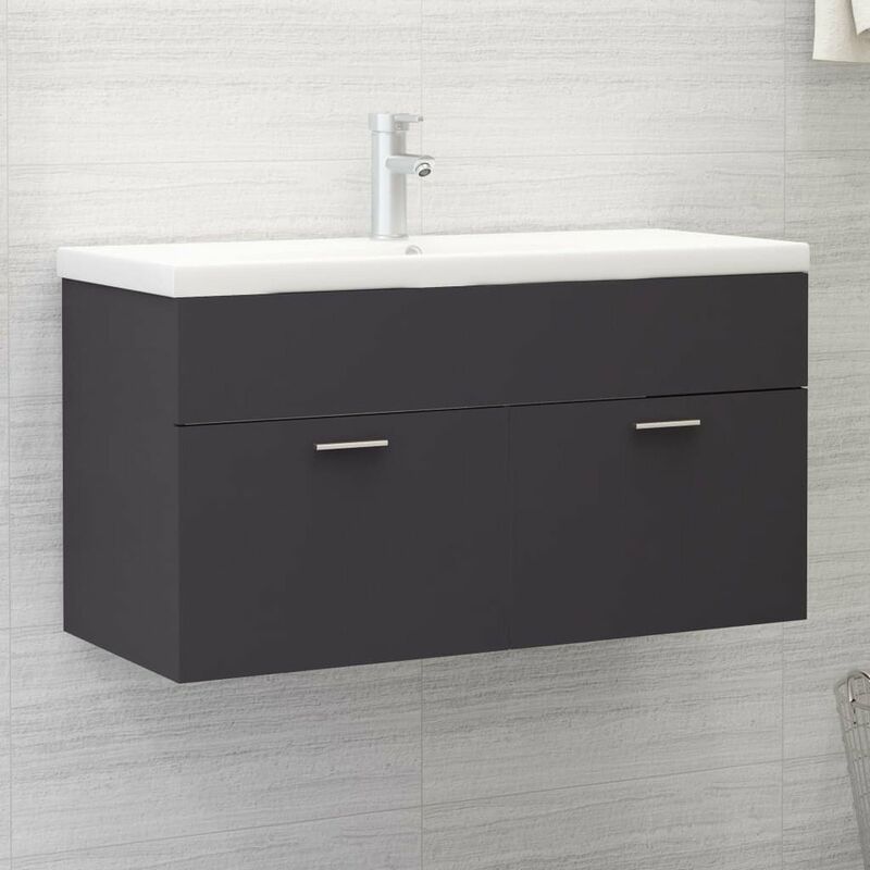 

Armario para lavabo aglomerado gris 90x38,5x46 cm