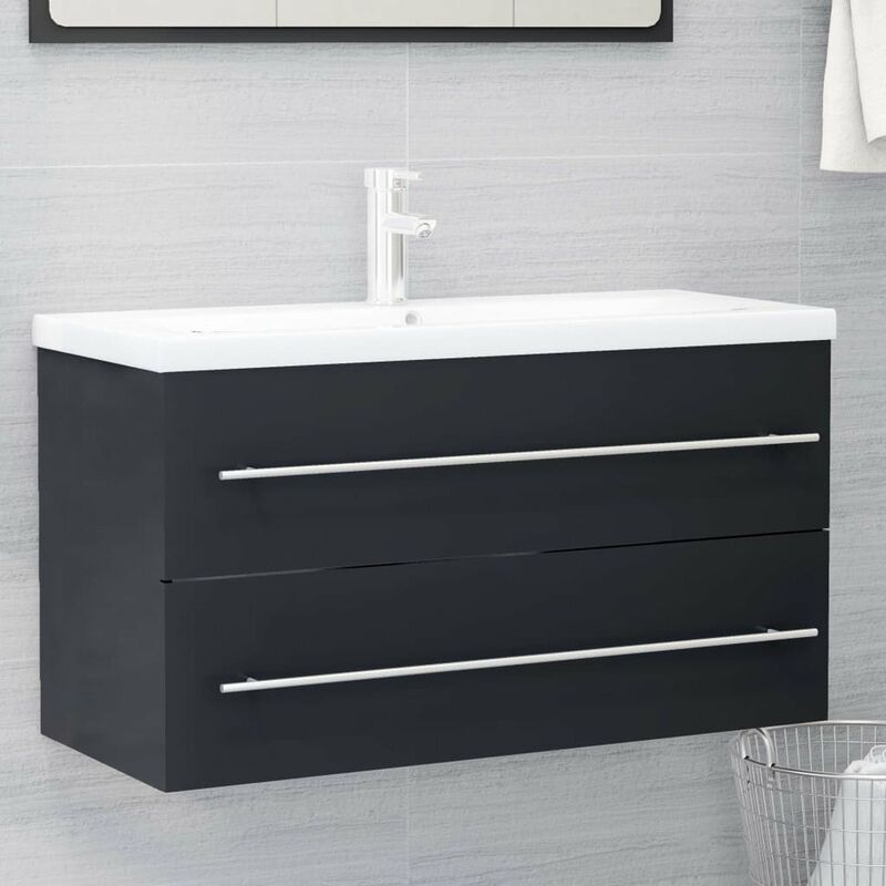 

Armario para lavabo aglomerado gris 90x38,5x48 cm