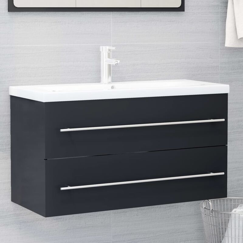 

Armario para lavabo aglomerado gris 90x38,5x48 cm