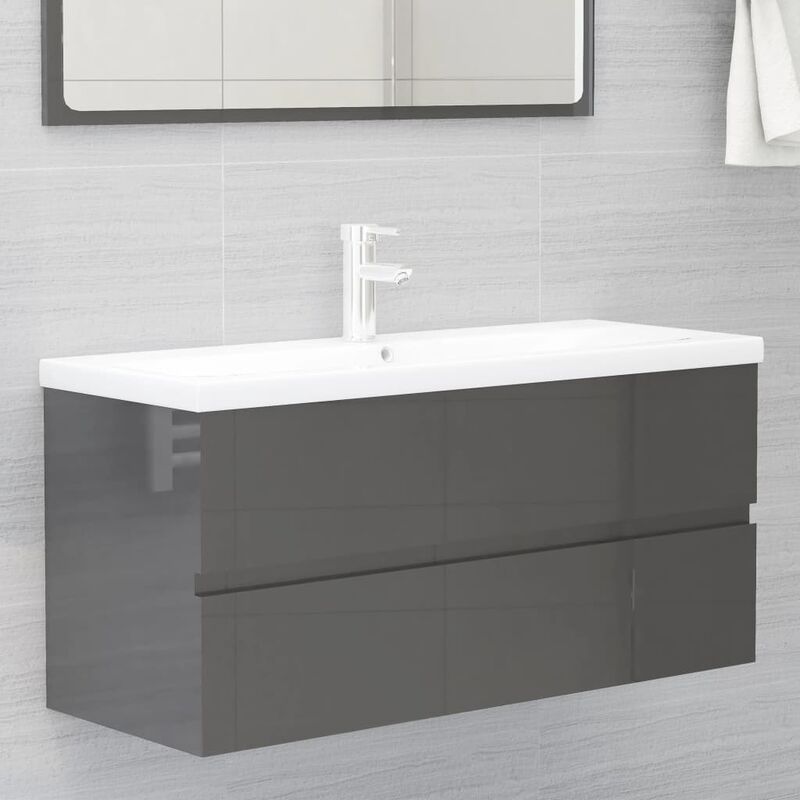 

Youthup - Armario para lavabo aglomerado gris brillante 100x38,5x45 cm - Gris