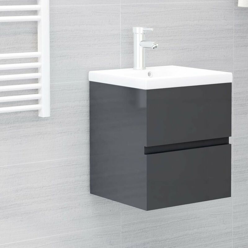 

Armario para lavabo aglomerado gris brillante 41x38,5x45 cm