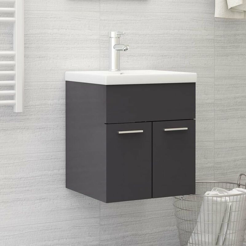 

Armario para lavabo aglomerado gris brillante 41x38,5x46 cm