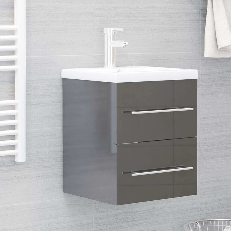 

Armario para lavabo aglomerado gris brillante 41x38,5x48 cm