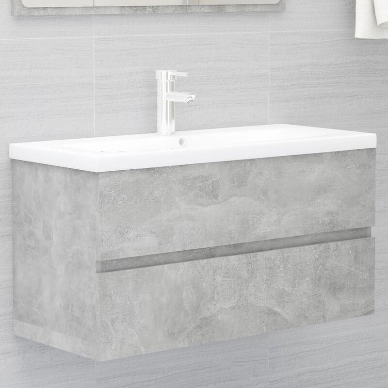 

Youthup - Armario para lavabo aglomerado gris hormigón 90x38,5x45 cm - Gris