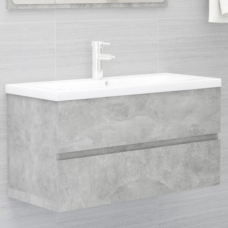 

Armario para lavabo aglomerado gris hormigón 90x38,5x45 cm