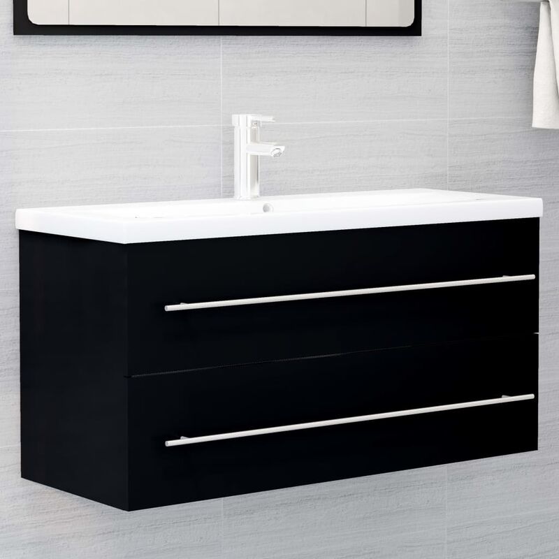 

Armario para lavabo aglomerado negro 100x38,5x48 cm