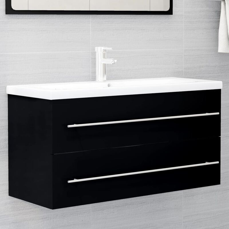 

Armario para lavabo aglomerado negro 100x38,5x48 cm - Negro