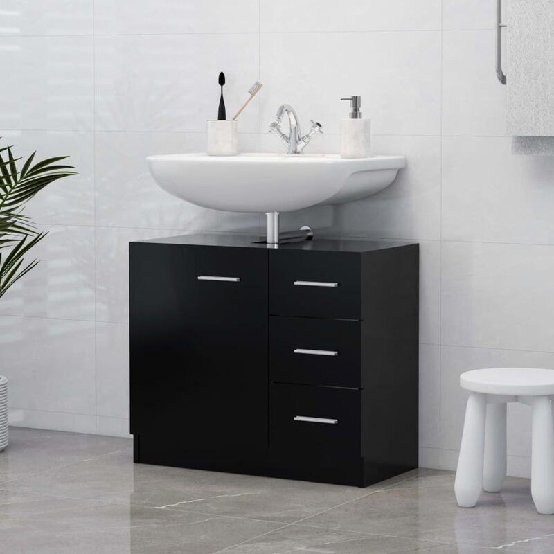 

Armario para lavabo aglomerado negro 63x30x54 cm