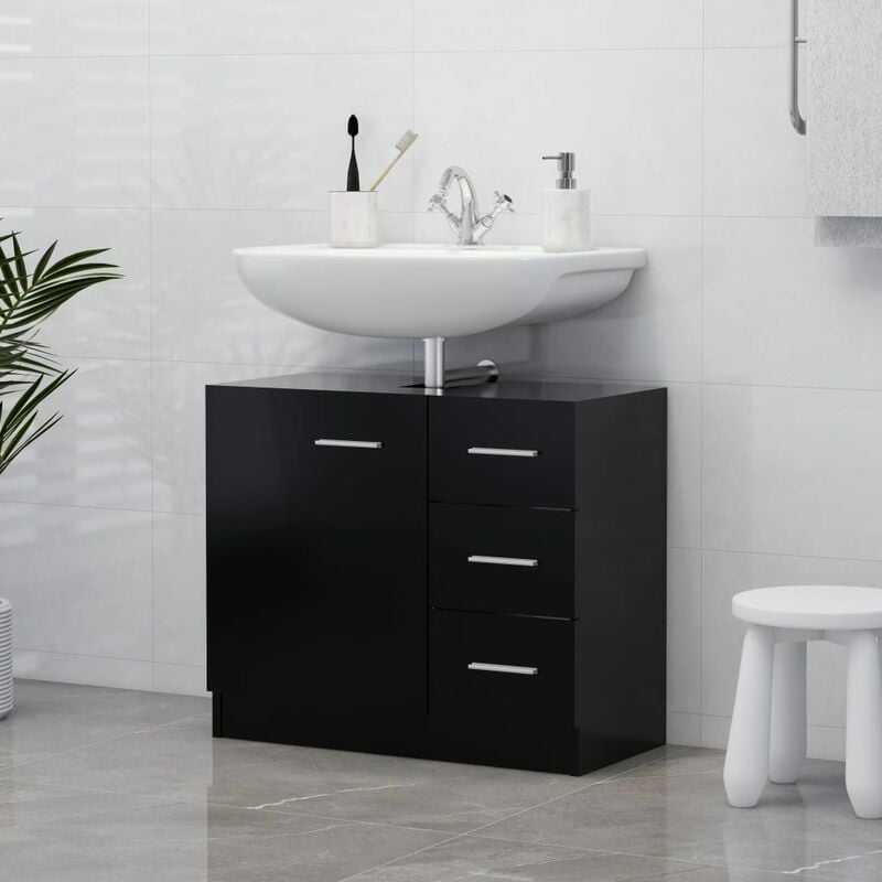 

Armario para lavabo aglomerado negro 63x30x54 cm