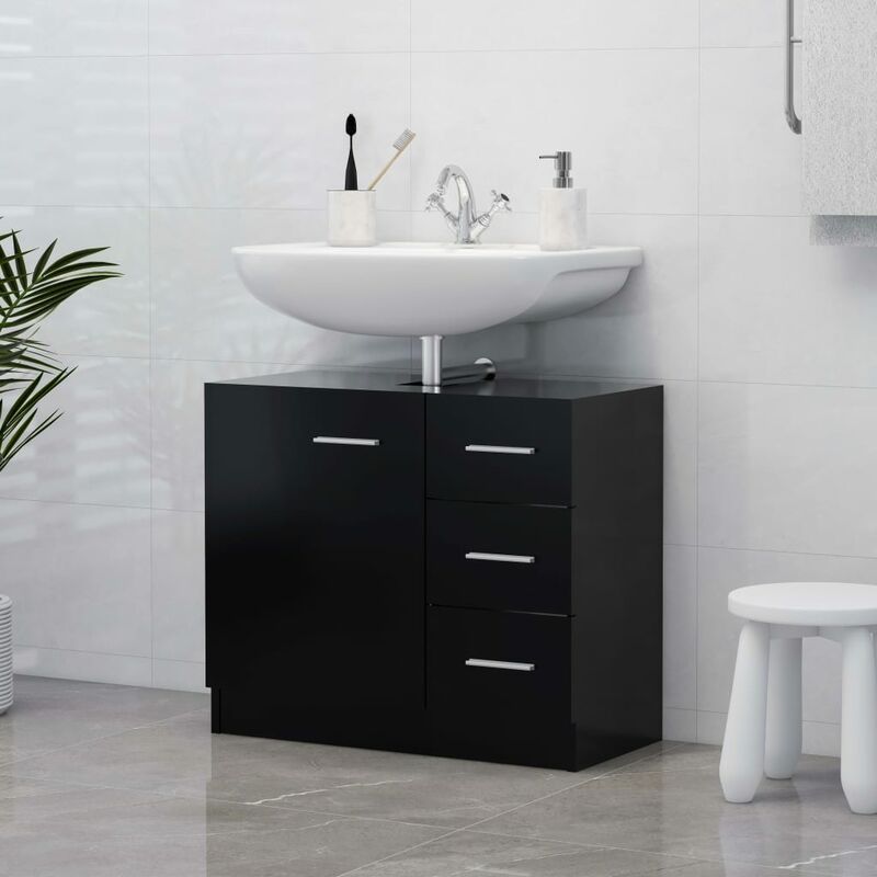 

Youthup - Armario para lavabo aglomerado negro 63x30x54 cm - Negro