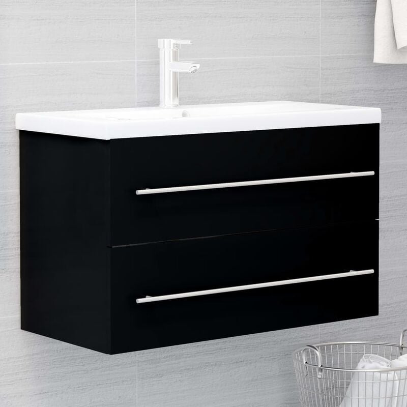 

Armario para lavabo aglomerado negro 80x38,5x48 cm - Negro