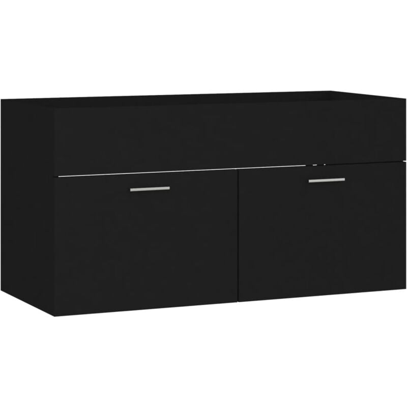

vidaXL Armario para lavabo aglomerado negro 90x38,5x46 cm - Negro