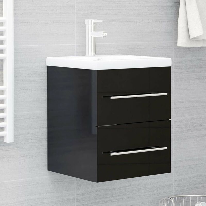 

Armario para lavabo aglomerado negro brillante 41x38,5x48 cm