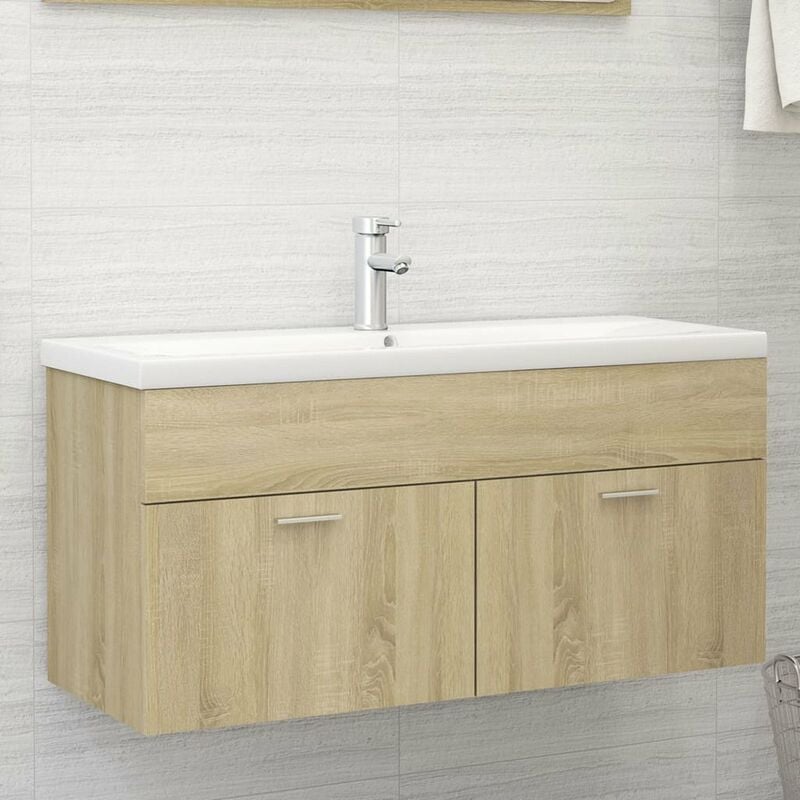 

Armario para lavabo aglomerado roble Sonoma 100x38,5x46 cm