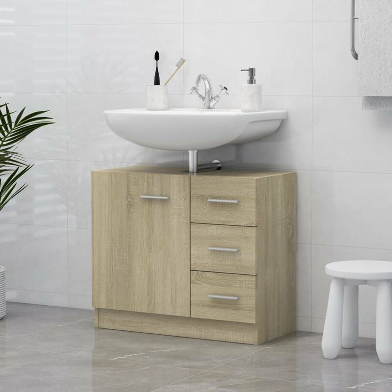 

Armario para lavabo aglomerado roble Sonoma 63x30x54 cm